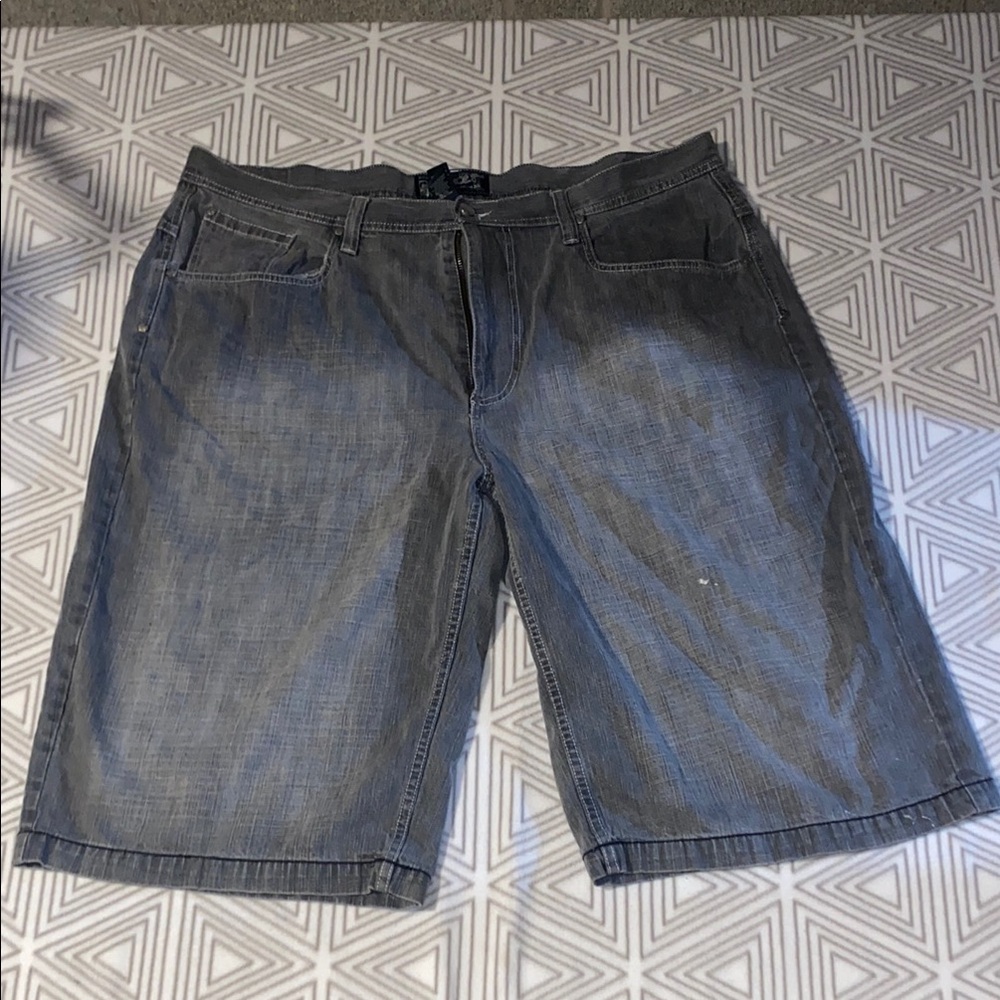 Enyce Gray Jean Shorts‎ Relaxed Fit Raw Hem